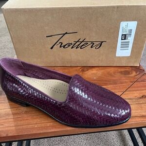 Trotters Liz III Burgundy Woven Leather Loafers Flats 8.5 N Womens